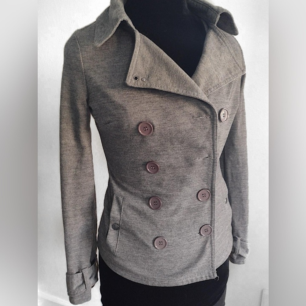 Wet Seal Gray Double-Breasted Pea Coat – Size XS - Picture 3 of 9